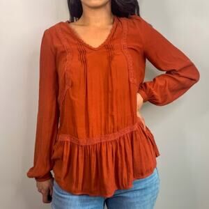 NWT Nordstrom Ro & De Burnt Orange Blouse Size Large